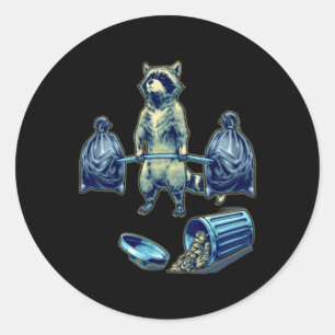 Deadlifting Raccoon Weightlifting Bodybuilding Fit Classic Round Sticker