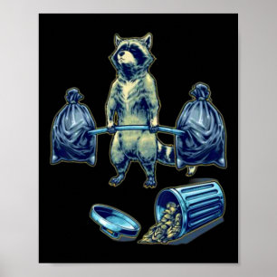 Deadlifting Raccoon Weightlifting Bodybuilding Fit Poster