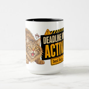 Deadline Mode Cat Funny Gift for Coffee Lovers Mug