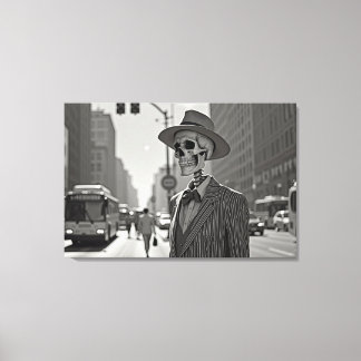 Deadly Dapper: Skeleton in the City Canvas Print