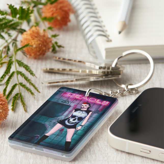 Deadly Gothic Girl Keychain (Front Right)