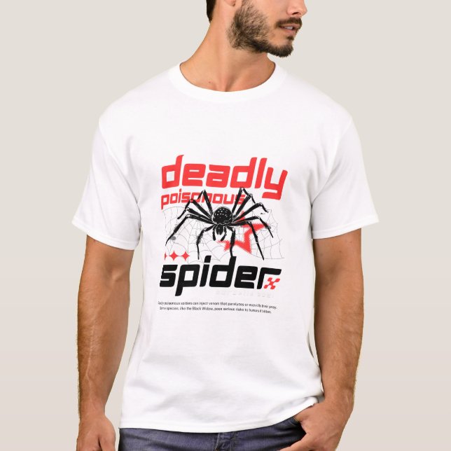 Deadly Poisonous Spider – Red and Black Web TShirt (Front)