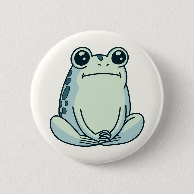 Deadpan, Chill, Zen Meditating Frog 2 Inch Round Button (Front)
