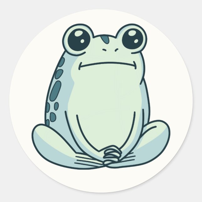 Deadpan, Chill, Zen Meditating Frog Classic Round Sticker (Front)