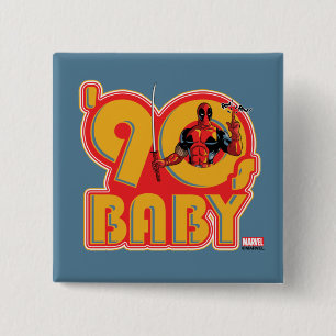 Deadpool   90's Baby 2 Inch Square Button
