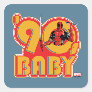 Deadpool   90's Baby Square Sticker