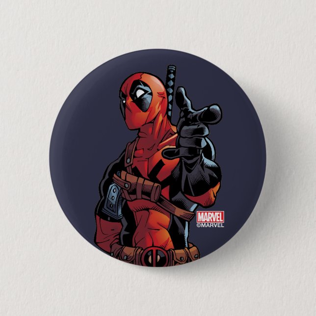 Deadpool Closeup Pointing 2 Inch Round Button (Front)