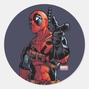 Deadpool Closeup Pointing Classic Round Sticker