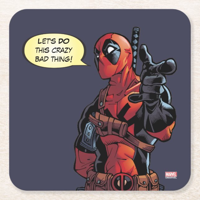Deadpool Closeup Pointing Square Paper Coaster (Front)