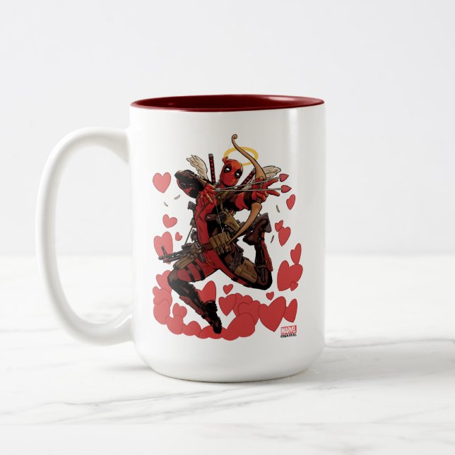 Deadpool Cupid Two-Tone Coffee Mug (Left)