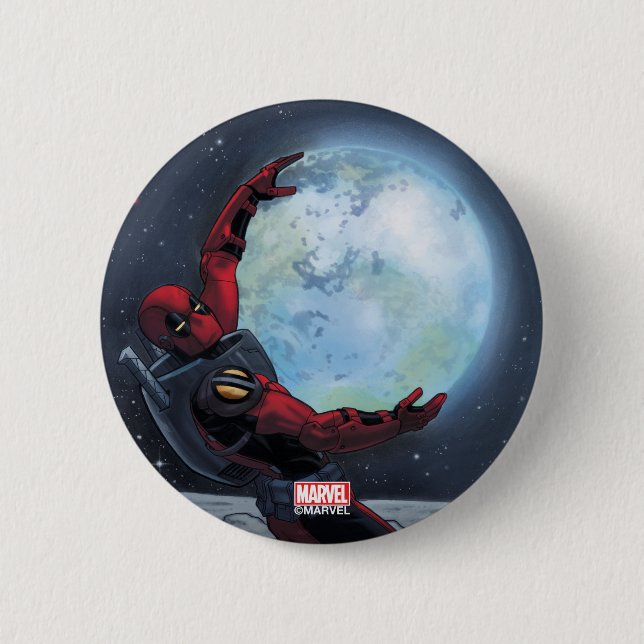 Deadpool Holding The Earth 2 Inch Round Button (Front)