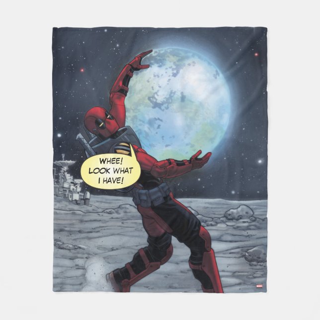 Deadpool Holding The Earth Fleece Blanket (Front)