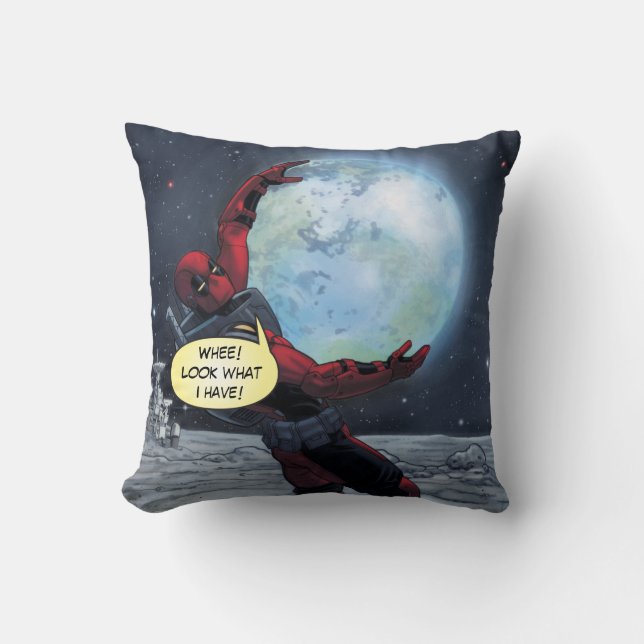 Deadpool Holding The Earth Throw Pillow (Front)