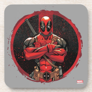 Deadpool in Paint Splatter Logo Coaster