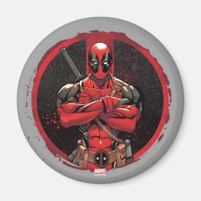 Deadpool in Paint Splatter Logo Magnet (Front)
