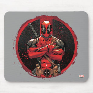 Deadpool in Paint Splatter Logo Mouse Pad