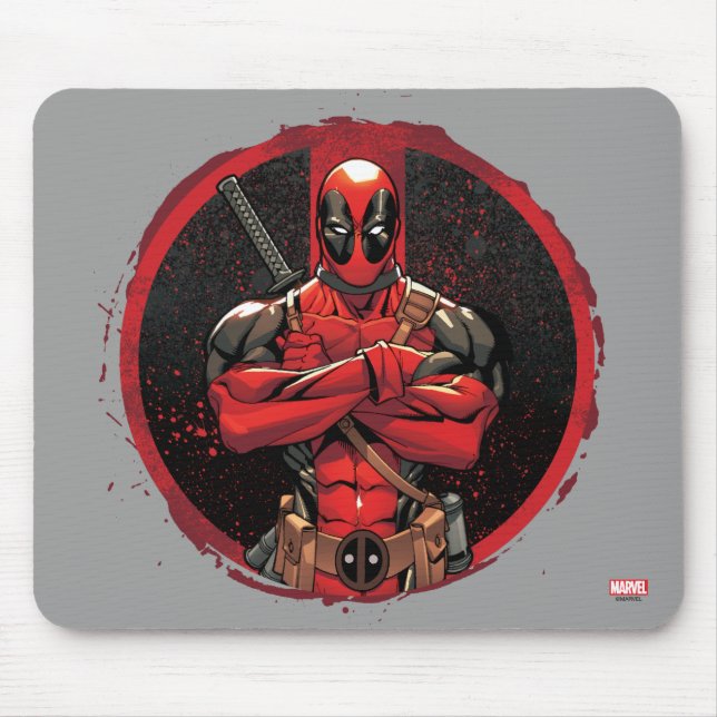 Deadpool in Paint Splatter Logo Mouse Pad (Front)