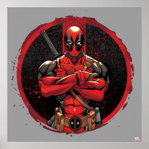 Deadpool in Paint Splatter Logo Poster