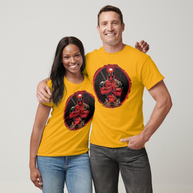 Deadpool in Paint Splatter Logo T-Shirt (Unisex)