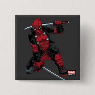 Deadpool Kneeling With Swords 2 Inch Square Button