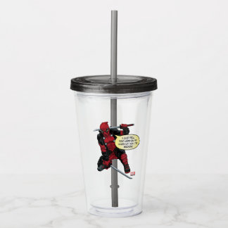 Deadpool Kneeling With Swords Acrylic Tumbler