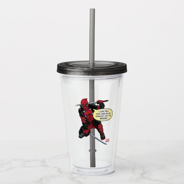 Deadpool Kneeling With Swords Acrylic Tumbler (Front)