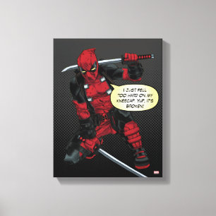 Deadpool Kneeling With Swords Canvas Print