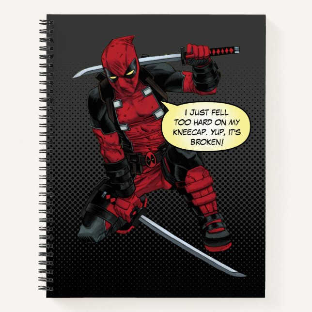 Deadpool Kneeling With Swords Notebook (Front)