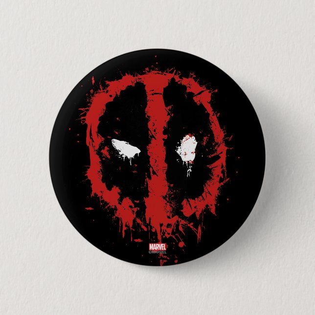 Deadpool Paint Splatter Logo 2 Inch Round Button (Front)