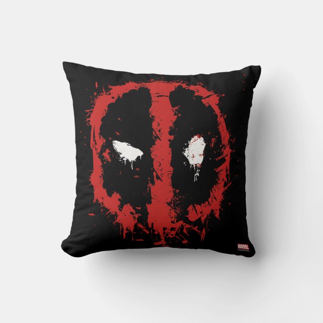 Deadpool Paint Splatter Logo Throw Pillow (Front)