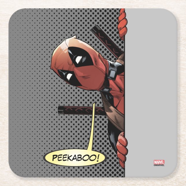 Deadpool Peekaboo Square Paper Coaster (Front)