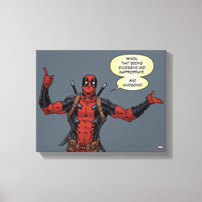 Deadpool Pointing Character Art Canvas Print (Front)