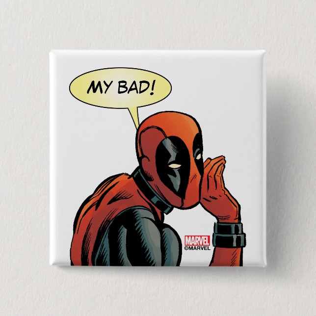 Deadpool Whisper 2 Inch Square Button (Front)