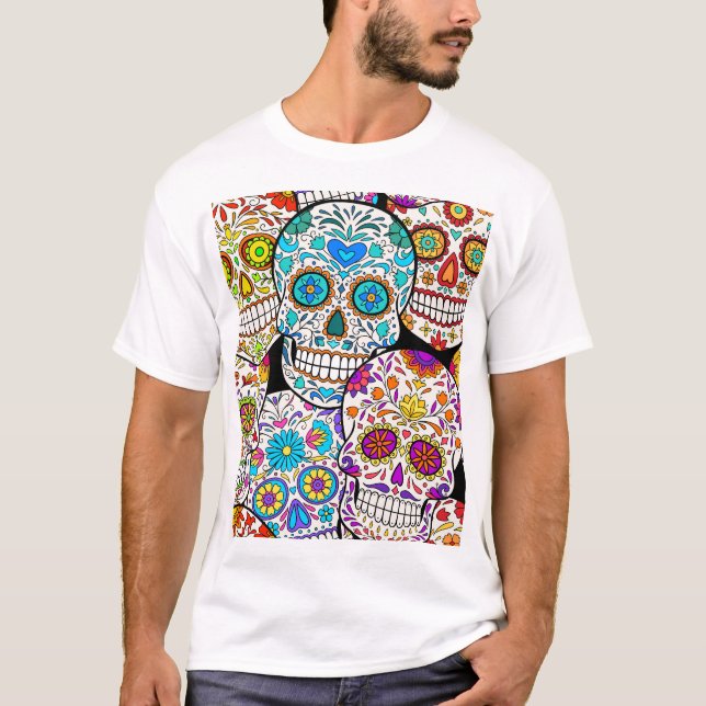 Dead's Day: Vibrant Mexican Patterns. T-Shirt (Front)