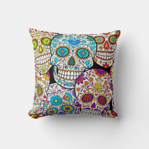 Dead's Day: Vibrant Mexican Patterns. Throw Pillow