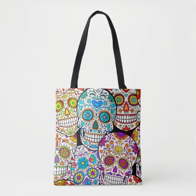 Dead's Day: Vibrant Mexican Patterns. Tote Bag (Front)