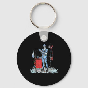 Deadside Nurse Blue Scrubs Funny Skeleton Doctor M Keychain