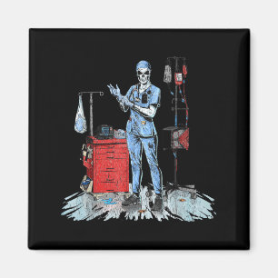 Deadside Nurse Blue Scrubs Funny Skeleton Doctor M Magnet