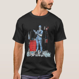 Deadside Nurse Blue Scrubs Funny Skeleton Doctor M T-Shirt