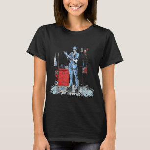Deadside Nurse Blue Scrubs Funny Skeleton Doctor M T-Shirt