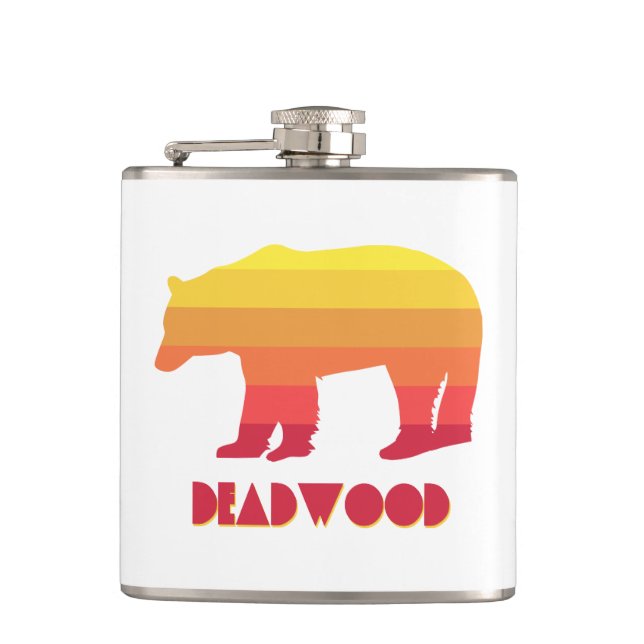 Deadwood South Dakota Rainbow Bear Hip Flask (Front)