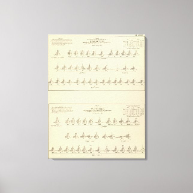 Deaf and Mutism, Statistical US Lithograph Canvas Print (Front)