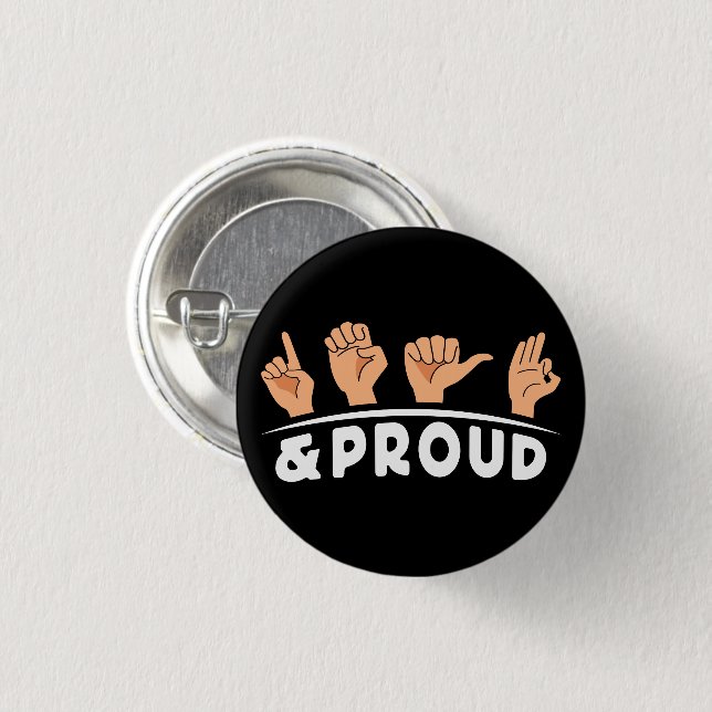 Deaf And Proud Deaf People Fingerspelling Sign Art 1 Inch Round Button (Front & Back)