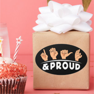 Deaf And Proud Deaf People Fingerspelling Sign Art Oval Sticker