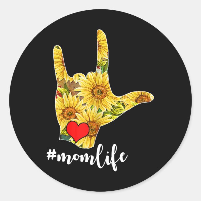 Deaf Awareness ASL Sign Language Sunflower I Love  Classic Round Sticker (Front)