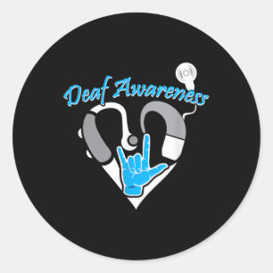 Deaf Awareness Hearing Aid Asl Cochlear Implant  Classic Round Sticker