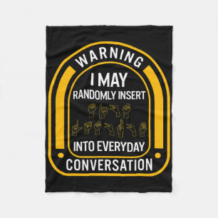 Deaf Awareness Month Asl Randomly Insert Love Deaf Fleece Blanket
