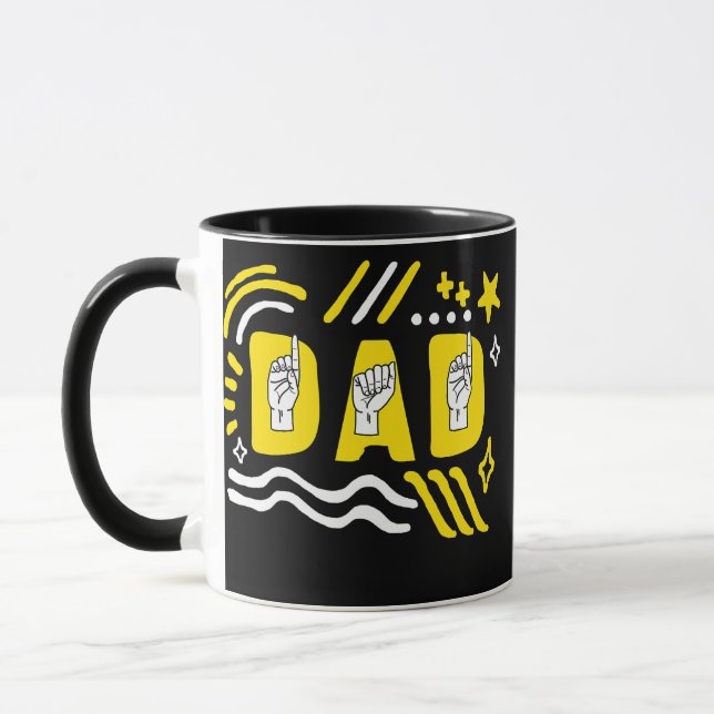 Deaf Awareness Month Dad ASL Father's Day Gift Mug (Left)