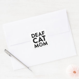 Deaf Cat Mom Square Sticker