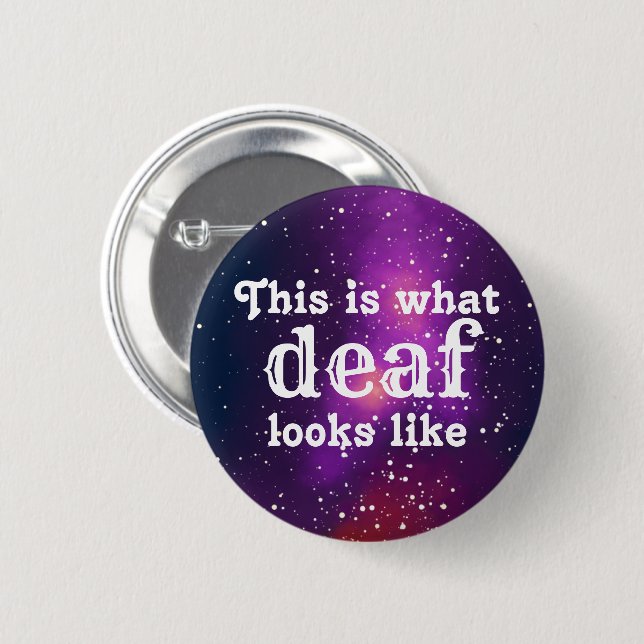 Deaf Customizable Galaxy Identity 2 Inch Round Button (Front & Back)